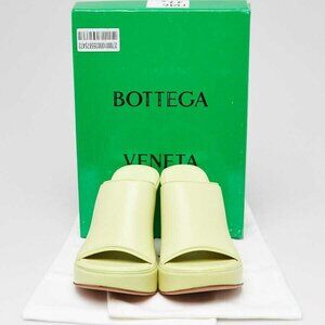 Bottega Veneta Acid Green Leather Macaroon Platform Slide Sandals Size 5.5/36